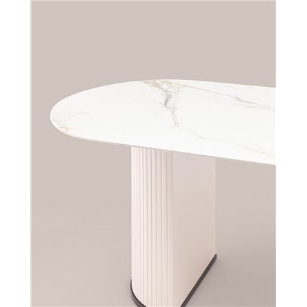 Стол|Stool Group|Opera 180х90 столешница белый мрамор керамика ножки плиссе металл