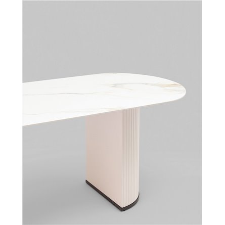 Стол|Stool Group|Opera 180х90 столешница белый мрамор керамика ножки плиссе металл