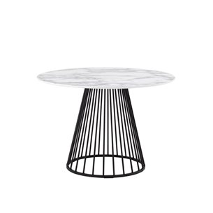 Стол обеденный Ливерпуль 110*110 белый мрамор черная ножка