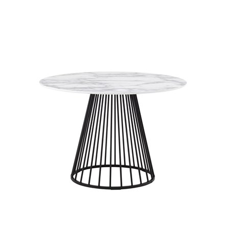 Стол обеденный Ливерпуль 110*110 белый мрамор черная ножка