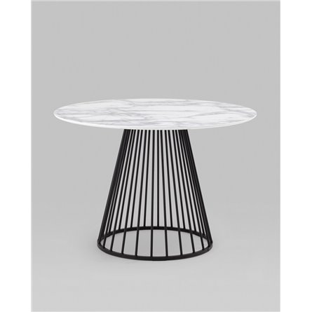 Стол|Stool Group|обеденный Ливерпуль 110*110 белый мрамор черная ножка