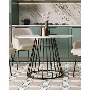 Стол|Stool Group|обеденный Ливерпуль 110*110 белый мрамор черная ножка