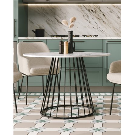 Стол|Stool Group|обеденный Ливерпуль 110*110 белый мрамор черная ножка