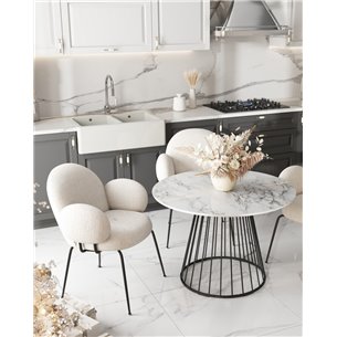 Стол|Stool Group|обеденный Ливерпуль 110*110 белый мрамор черная ножка