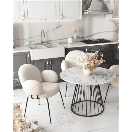Стол|Stool Group|обеденный Ливерпуль 110*110 белый мрамор черная ножка