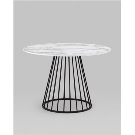 Стол|Stool Group|обеденный Ливерпуль 110*110 белый мрамор черная ножка