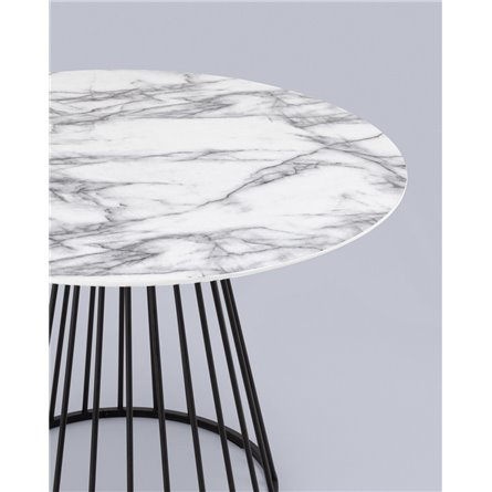 Стол|Stool Group|обеденный Ливерпуль 110*110 белый мрамор черная ножка