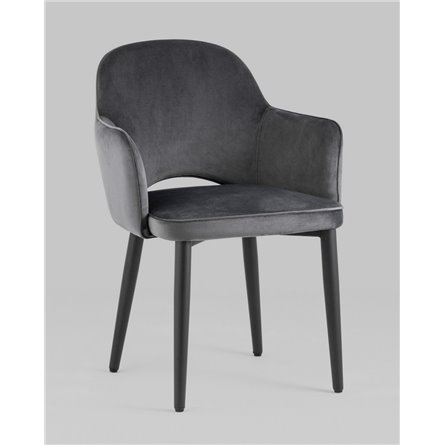 Стул|Stool Group|Венера серый, мебельная ткань велюр, металлические черные ножки
