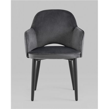 Стул|Stool Group|Венера серый, мебельная ткань велюр, металлические черные ножки