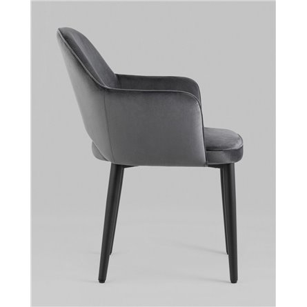 Стул|Stool Group|Венера серый, мебельная ткань велюр, металлические черные ножки