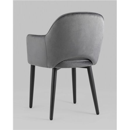 Стул|Stool Group|Венера серый, мебельная ткань велюр, металлические черные ножки