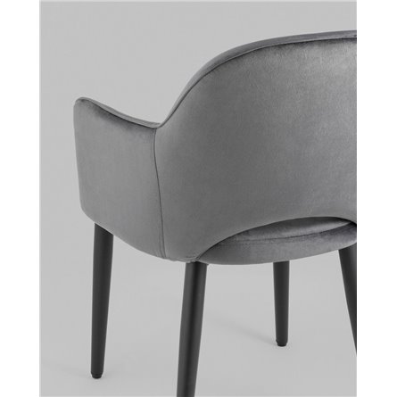 Стул|Stool Group|Венера серый, мебельная ткань велюр, металлические черные ножки