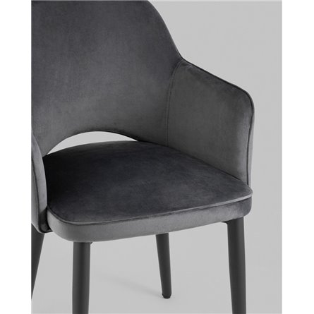 Стул|Stool Group|Венера серый, мебельная ткань велюр, металлические черные ножки