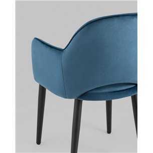 Стул|Stool Group|Венера сине-зеленый, мебельная ткань велюр, металлические черные ножки