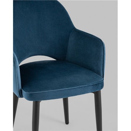 Стул|Stool Group|Венера сине-зеленый, мебельная ткань велюр, металлические черные ножки