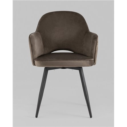 Стул|Stool Group|Венера вращающийся велюр коричневый обеденный ножки металл черный