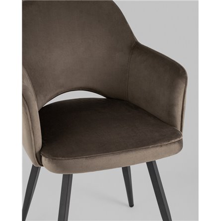 Стул|Stool Group|Венера вращающийся велюр коричневый обеденный ножки металл черный