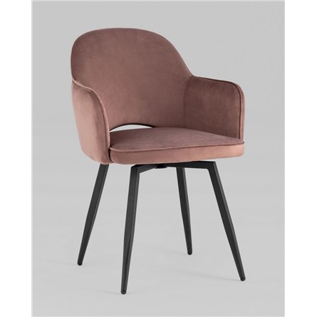 Стул|Stool Group|Венера вращающийся велюр пыльно-розовый обеденный ножки металл черный