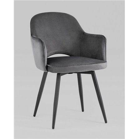 Стул|Stool Group|Венера вращающийся велюр серый обеденный ножки металл черный