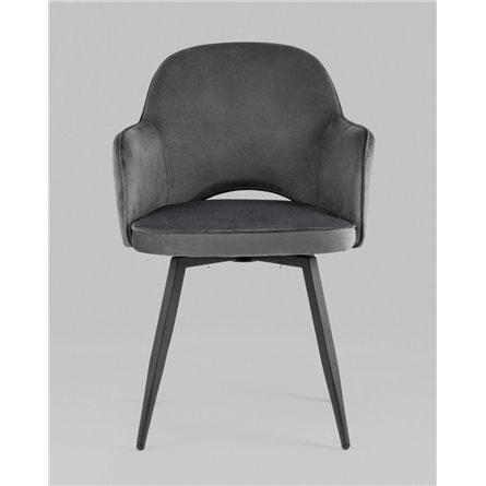Стул|Stool Group|Венера вращающийся велюр серый обеденный ножки металл черный