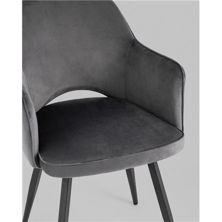 Стул|Stool Group|Венера вращающийся велюр серый обеденный ножки металл черный