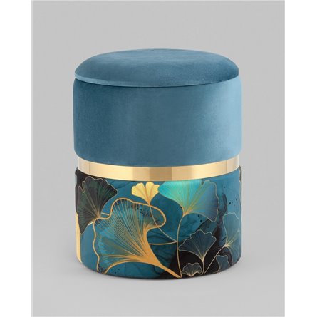 Пуф|Stool Group|Кэрри с ящиком велюр Gingko с декоративным золотым ободком