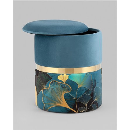 Пуф|Stool Group|Кэрри с ящиком велюр Gingko с декоративным золотым ободком
