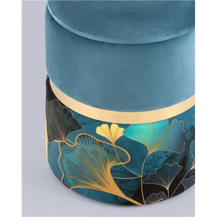 Пуф|Stool Group|Кэрри с ящиком велюр Gingko с декоративным золотым ободком