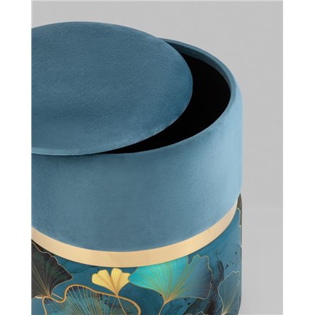 Пуф|Stool Group|Кэрри с ящиком велюр Gingko с декоративным золотым ободком