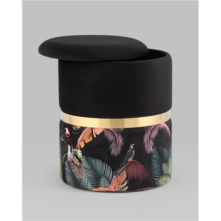 Пуф|Stool Group|Кэрри с ящиком велюр Tropic с декоративным золотым ободком