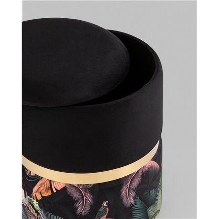 Пуф|Stool Group|Кэрри с ящиком велюр Tropic с декоративным золотым ободком