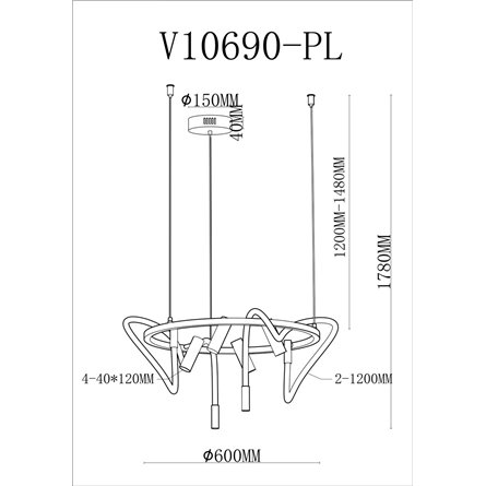 Светильник|Moderli|V10690-PL True подвесной светодиодный
