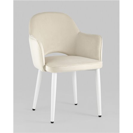 Стул|Stool Group|Венера велюр цвет кремовый ножки белые металл
