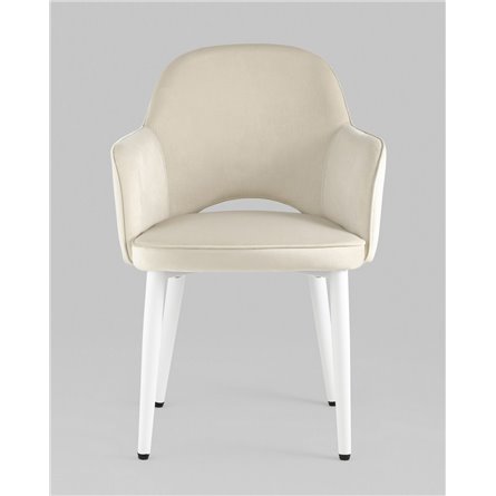 Стул|Stool Group|Венера велюр цвет кремовый ножки белые металл