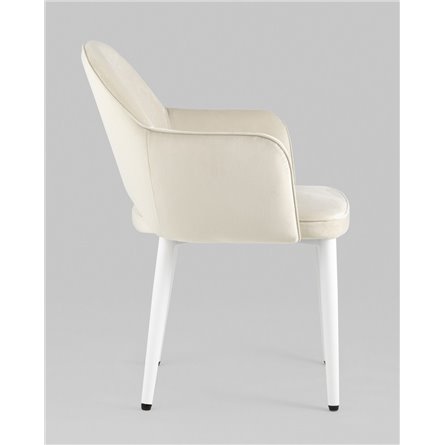 Стул|Stool Group|Венера велюр цвет кремовый ножки белые металл