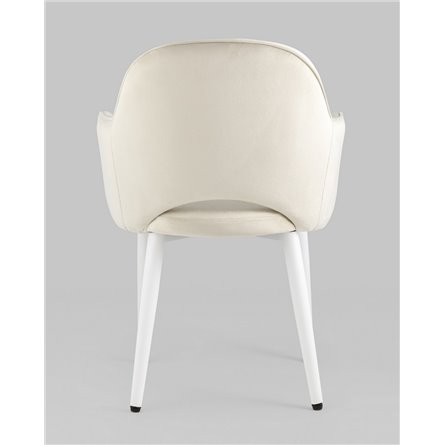 Стул|Stool Group|Венера велюр цвет кремовый ножки белые металл