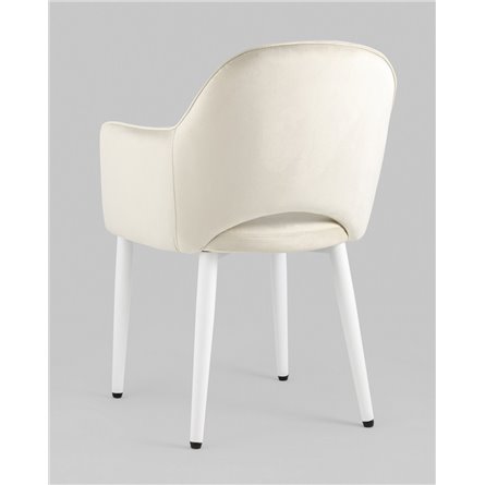 Стул|Stool Group|Венера велюр цвет кремовый ножки белые металл