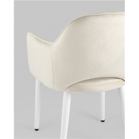 Стул|Stool Group|Венера велюр цвет кремовый ножки белые металл