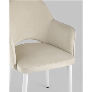 Стул|Stool Group|Венера велюр цвет кремовый ножки белые металл
