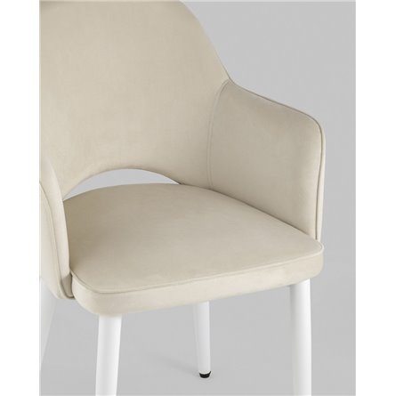 Стул|Stool Group|Венера велюр цвет кремовый ножки белые металл