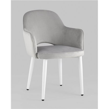 Стул|Stool Group|Венера велюр цвет серый ножки белые металл