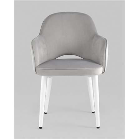 Стул|Stool Group|Венера велюр цвет серый ножки белые металл