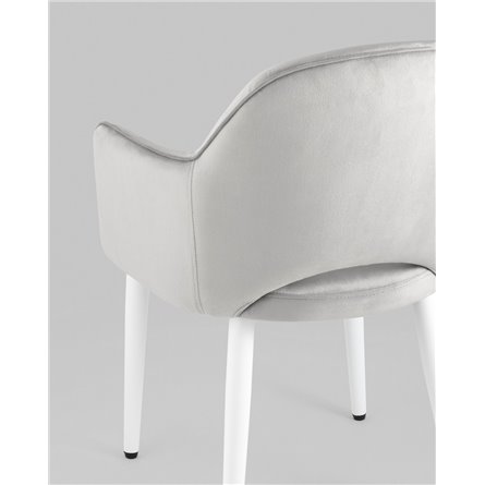 Стул|Stool Group|Венера велюр цвет серый ножки белые металл