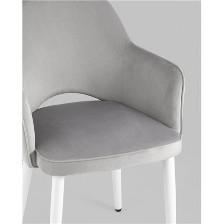 Стул|Stool Group|Венера велюр цвет серый ножки белые металл