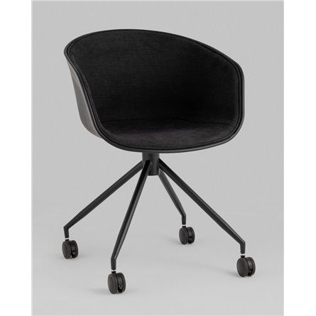 Компьютерное кресло|Stool Group|офисное LIBRA черный пластик обивка из черный рогожки крестовина металл