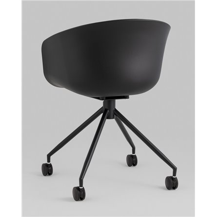 Компьютерное кресло|Stool Group|офисное LIBRA черный пластик обивка из черный рогожки крестовина металл