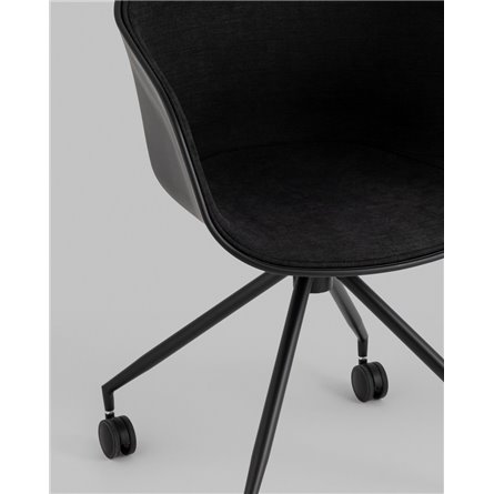 Компьютерное кресло|Stool Group|офисное LIBRA черный пластик обивка из черный рогожки крестовина металл