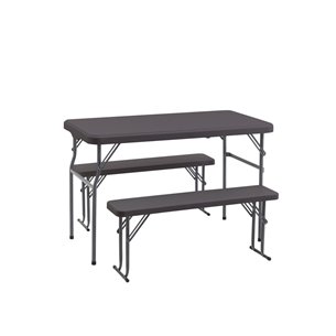 Комплект стола и двух скамеек Кейт коричневый