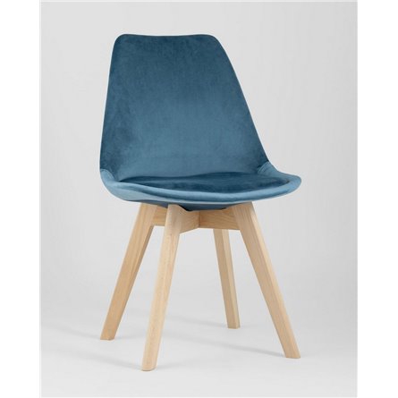 Комплект из четырех стульев|Stool Group|FRANKFURT велюр синий ножки массив бука