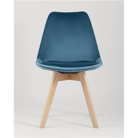 Комплект из четырех стульев|Stool Group|FRANKFURT велюр синий ножки массив бука